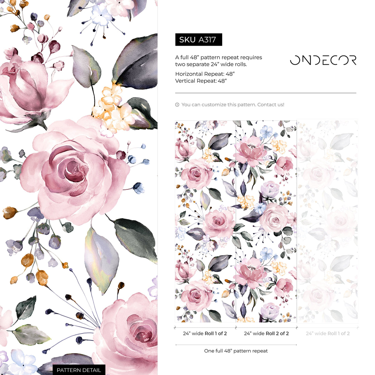 Temporary Wallpaper Vintage Floral Wallpaper Removable Wall Vintage Wallpaper Nursery Wall Decor Repositionable Wallpaper - A317