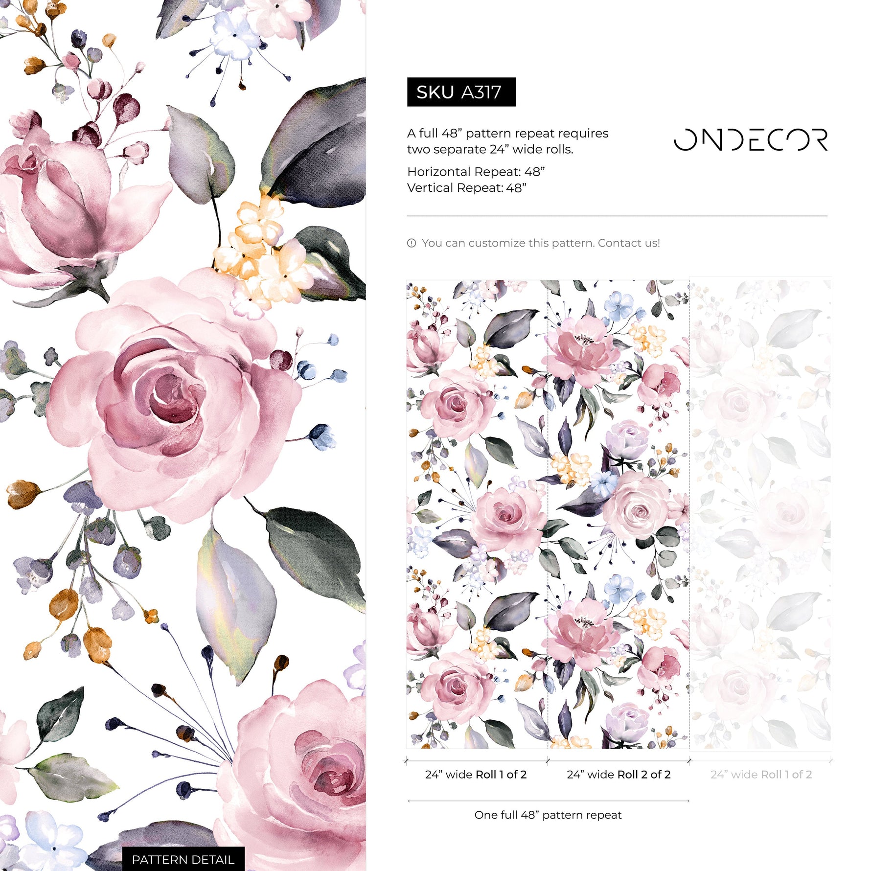 Temporary Wallpaper Vintage Floral Wallpaper Removable Wall Vintage Wallpaper Nursery Wall Decor Repositionable Wallpaper - A317