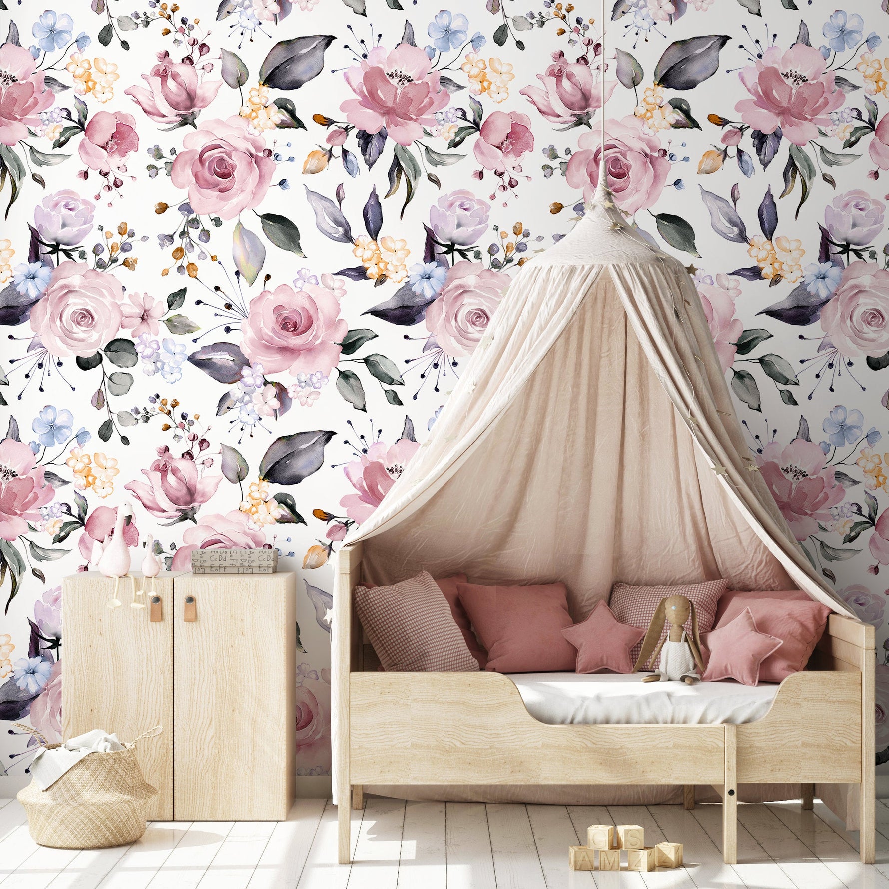 Temporary Wallpaper Vintage Floral Wallpaper Removable Wall Vintage Wallpaper Nursery Wall Decor Repositionable Wallpaper - A317