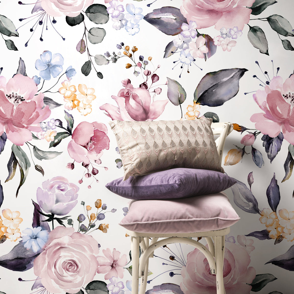 Temporary Wallpaper Vintage Floral Wallpaper Removable Wall Vintage Wallpaper Nursery Wall Decor Repositionable Wallpaper - A317