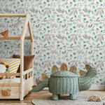 Boho, Removable Wallpaper, Watercolor Leaves, Botanical, Temporary Wallpaper, Spring Pattern, Wall Paper Removable, Wallpaper - A321