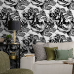 Self-adhesive Removable Wallpaper, Floral Wallpaper, Peel and Stick Fabric Wallpaper, Custom Design Wall, Wallpaper - A403
