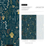 Dark Floral Wallpaper Leaf and Mushroom Wallpaper Peel and Stick and Traditional Wallpaper - D911