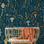 Dark Floral Wallpaper Leaf and Mushroom Wallpaper Peel and Stick and Traditional Wallpaper - D911
