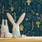 Dark Floral Wallpaper Leaf and Mushroom Wallpaper Peel and Stick and Traditional Wallpaper - D911