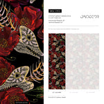 Dark Floral Wallpaper Fish Skeleton Wallpaper Peel and Stick and Traditional Wallpaper - D912