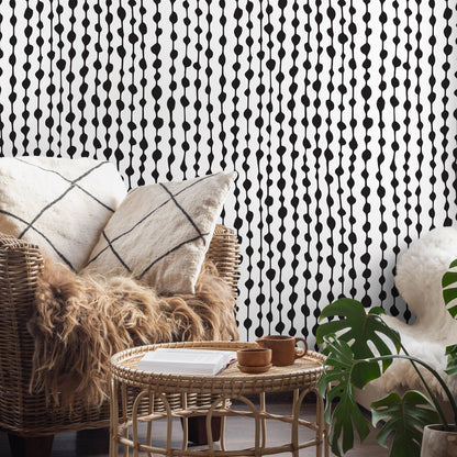 Temporary Wallpaper Peel and Stick Removable Wallpaper Abstract Dots Wall Paper Wall - Black and White Wallpaper - A640