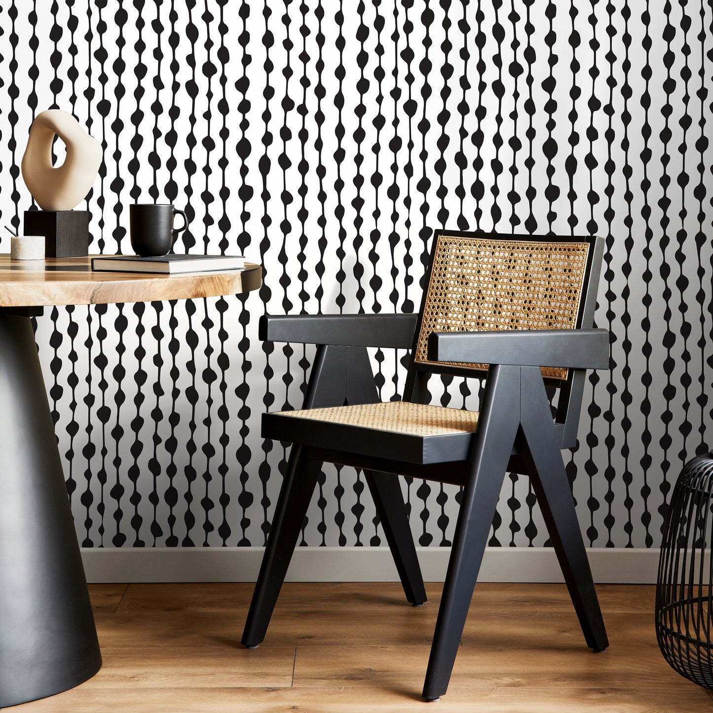 Temporary Wallpaper Peel and Stick Removable Wallpaper Abstract Dots Wall Paper Wall - Black and White Wallpaper - A640