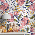 Wallpaper Peel and Stick Wallpaper Removable Wallpaper Home Decor Wall Art Wall Decor Room Decor / Cute Pink Flower Wallpaper - A692